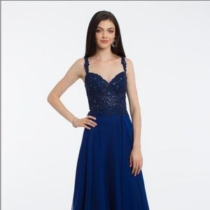 Sapphire Blue Chiffon Wedding Prom  Formal Dress